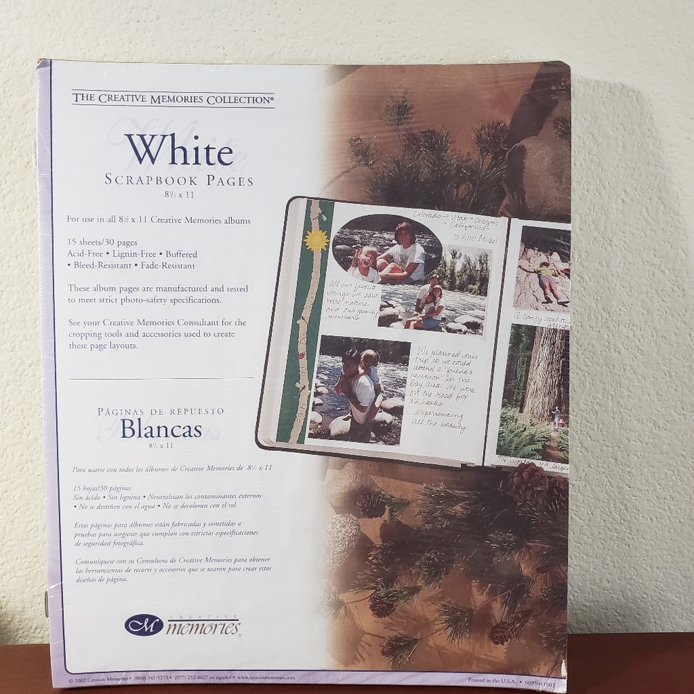 Creative Memories White Scrapbook Pages 8 1/2 x 11 - Year 2002